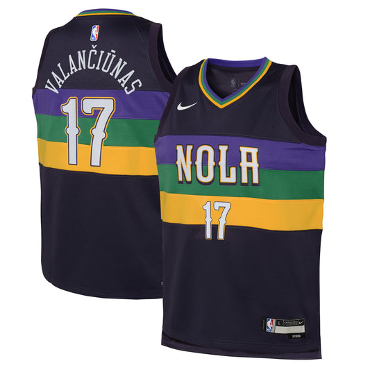 New Orleans Pelicans Nike City Edition Swingman Jersey 22 - Purple - Jonas Valanciunas - Youth